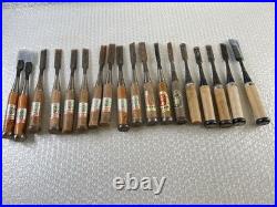 18pc Japanese Chisel Nomi Set Signed Tataki Oire Woodworking Tools Vintage DIY