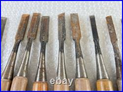 18pc Japanese Chisel Nomi Set Signed Tataki Oire Woodworking Tools Vintage DIY