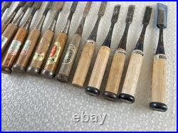 18pc Japanese Chisel Nomi Set Signed Tataki Oire Woodworking Tools Vintage DIY