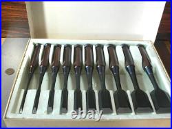 2nd Hidari Hisasaku Oire Nomi Japanese Bench Chisels Set of 10 Ikegami Taknobu