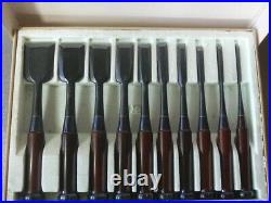 2nd Hidari Hisasaku Oire Nomi Japanese Bench Chisels Set of 10 Ikegami Taknobu