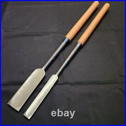 2nd Hidari Hisasaku Tsuki Nomi Japanese Slick Chisels 24mm 48mm Set of 2 Unused