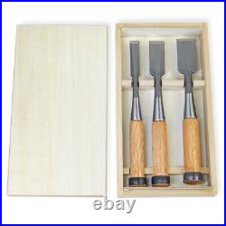 3 Pcs Set Chisel Japanese Woodworking Carpentry Tools HSS Oire Nomi With Box