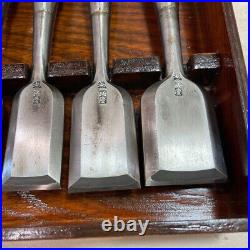 3rd Kunikei Oire Nomi Japanese Bench Chisel Set of 10 Polished White Steel Used