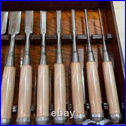 3rd Kunikei Oire Nomi Japanese Bench Chisel Set of 10 Polished White Steel Used