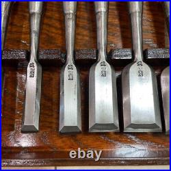 3rd Kunikei Oire Nomi Japanese Bench Chisel Set of 10 Polished White Steel Used