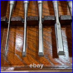 3rd Kunikei Oire Nomi Japanese Bench Chisel Set of 10 Polished White Steel Used