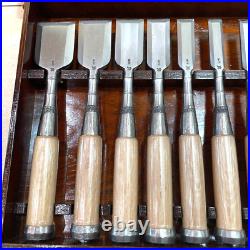 3rd Kunikei Oire Nomi Japanese Bench Chisels Bamboo Joint Shape Set of 10 Unused