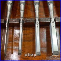 3rd Kunikei Oire Nomi Japanese Bench Chisels Bamboo Joint Shape Set of 10 Unused