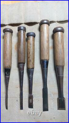 5 Pcs Set Chisel Japanese Woodworking Carpentry Tools Oire Nomi Retro Vintage