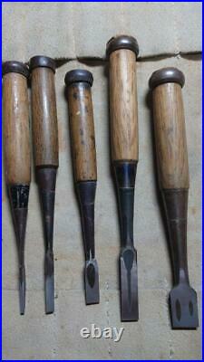 5 Pcs Set Chisel Japanese Woodworking Carpentry Tools Oire Nomi Retro Vintage