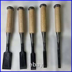 Asahitaro Japanese Oire Nomi Chisel Set 5pc 9-30mm White Oak Unused