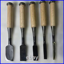 Asahitaro Japanese Oire Nomi Chisel Set 5pc 9-30mm White Oak Unused