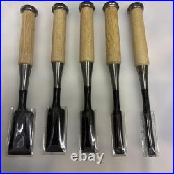 Asahitaro Japanese Oire Nomi Chisel Set 5pc 9-30mm White Oak Unused