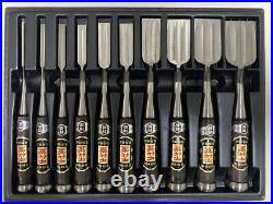 Chiyonobu Oire Nomi Japanese Bench Chisel Set of 10 Ebony Mulch Hollows Ura