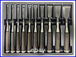 Chiyonobu Oire Nomi Japanese Bench Chisel Set of 10 Ebony Mulch Hollows Ura