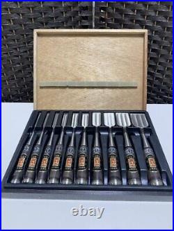 Chiyonobu Oire Nomi Japanese Bench Chisel Set of 10 Ebony Mulch Hollows Ura