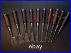Fujihiro Damascus Mokume 10x set 3-42mm Japanese Bench Chisel Oire Nomi W#1