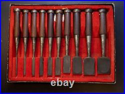 Fujihiro Damascus Mokume 10x set 3-42mm Japanese Bench Chisel Oire Nomi W#1