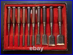 Fujihiro Damascus Mokume 10x set 3-42mm Japanese Bench Chisel Oire Nomi W#1