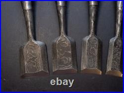 Fujihiro Damascus Mokume 10x set 3-42mm Japanese Bench Chisel Oire Nomi W#1