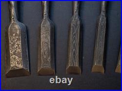 Fujihiro Damascus Mokume 10x set 3-42mm Japanese Bench Chisel Oire Nomi W#1