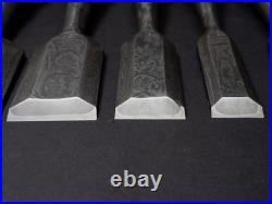 Fujihiro Damascus Mokume 10x set 3-42mm Japanese Bench Chisel Oire Nomi W#1