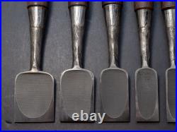 Fujihiro Damascus Mokume 10x set 3-42mm Japanese Bench Chisel Oire Nomi W#1
