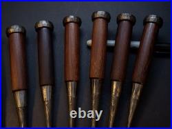Fujihiro Damascus Mokume 10x set 3-42mm Japanese Bench Chisel Oire Nomi W#1