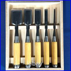 Fujihiro Japanese Oire Nomi Bench Chisels Set of 5 White Steel Imai Chutaro