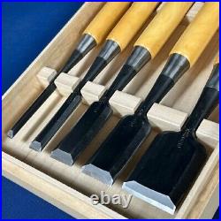 Fujihiro Japanese Oire Nomi Bench Chisels Set of 5 White Steel Imai Chutaro