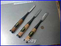Fujihiro Oire Nomi Japanese Bench Chisel Set of 3 15mm, 18mm, 21mm Used
