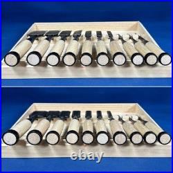 Fujihiro Oire Nomi Japanese Bench Chisels White Steel #2 White Oak Set of 10