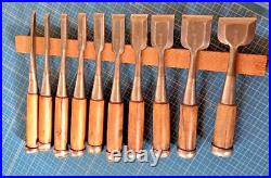 Funahiro Japanese Bench Chisel Oire Nomi Funazu Yuji Gummi wood Set of 10