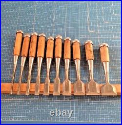 Funahiro Japanese Bench Chisel Oire Nomi Funazu Yuji Gummi wood Set of 10