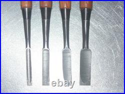Funahiro Japanese Bench Chisels / Oire Nomi 9, 12, 15, 18mm Set of 4 Unused