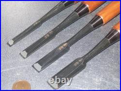 Funahiro Japanese Bench Chisels / Oire Nomi 9, 12, 15, 18mm Set of 4 Unused