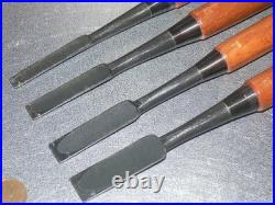 Funahiro Japanese Bench Chisels / Oire Nomi 9, 12, 15, 18mm Set of 4 Unused
