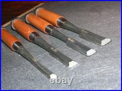 Funahiro Japanese Bench Chisels / Oire Nomi 9, 12, 15, 18mm Set of 4 Unused