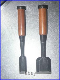 Funahiro Oire Nomi Japanese Bench Chisels 24, 48mm Set of 2 Red oak Unused