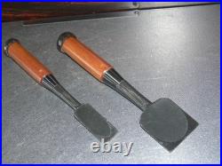 Funahiro Oire Nomi Japanese Bench Chisels 24, 48mm Set of 2 Red oak Unused