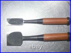 Funahiro Oire Nomi Japanese Bench Chisels 24, 48mm Set of 2 Red oak Unused