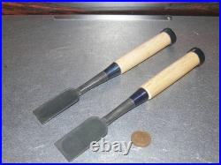 Funahiro Oire Nomi Japanese Bench Chisels 24mm, 30mm Set of 2 White oak Unused