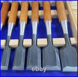 Funahiro Oire Nomi Japanese Bench Chisels Set of 10 Black Finish Mentori Used