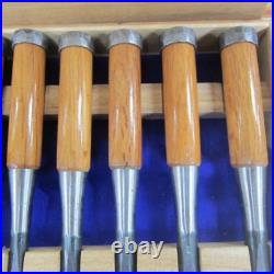 Funahiro Oire Nomi Japanese Bench Chisels Set of 10 Black Finish Mentori Used