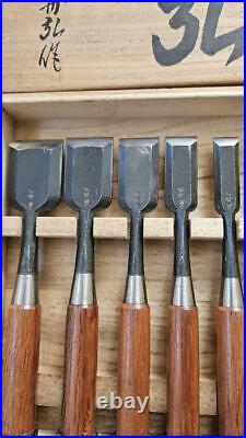 Funahiro Oire Nomi Japanese Bench Chisels Set of 10 Red Oak Handle With Box
