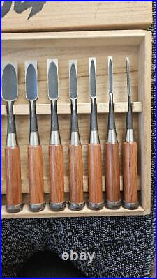 Funahiro Oire Nomi Japanese Bench Chisels Set of 10 Red Oak Handle With Box
