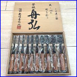 Funahiro Oire Nomi Japanese Bench Chisels Set of 10 Red Oak With Wooden Box