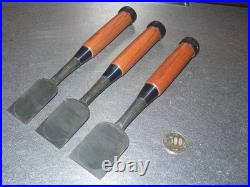 Funahiro Oire Nomi Japanese Bench Chisels Set of 3 30, 36, 42mm Red Oak