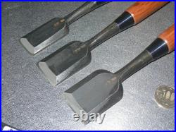 Funahiro Oire Nomi Japanese Bench Chisels Set of 3 30, 36, 42mm Red Oak
